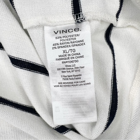 Vince Striped Wide Sleeve T-Shirt White Black Casual Soft Stretch size XL - Picture 7 of 8